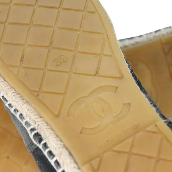 Chanel Espadrilles 39 Velvet Fabric Cc Logo Cap-toe Flats CC-0402N-0091 - Picture 11 of 11